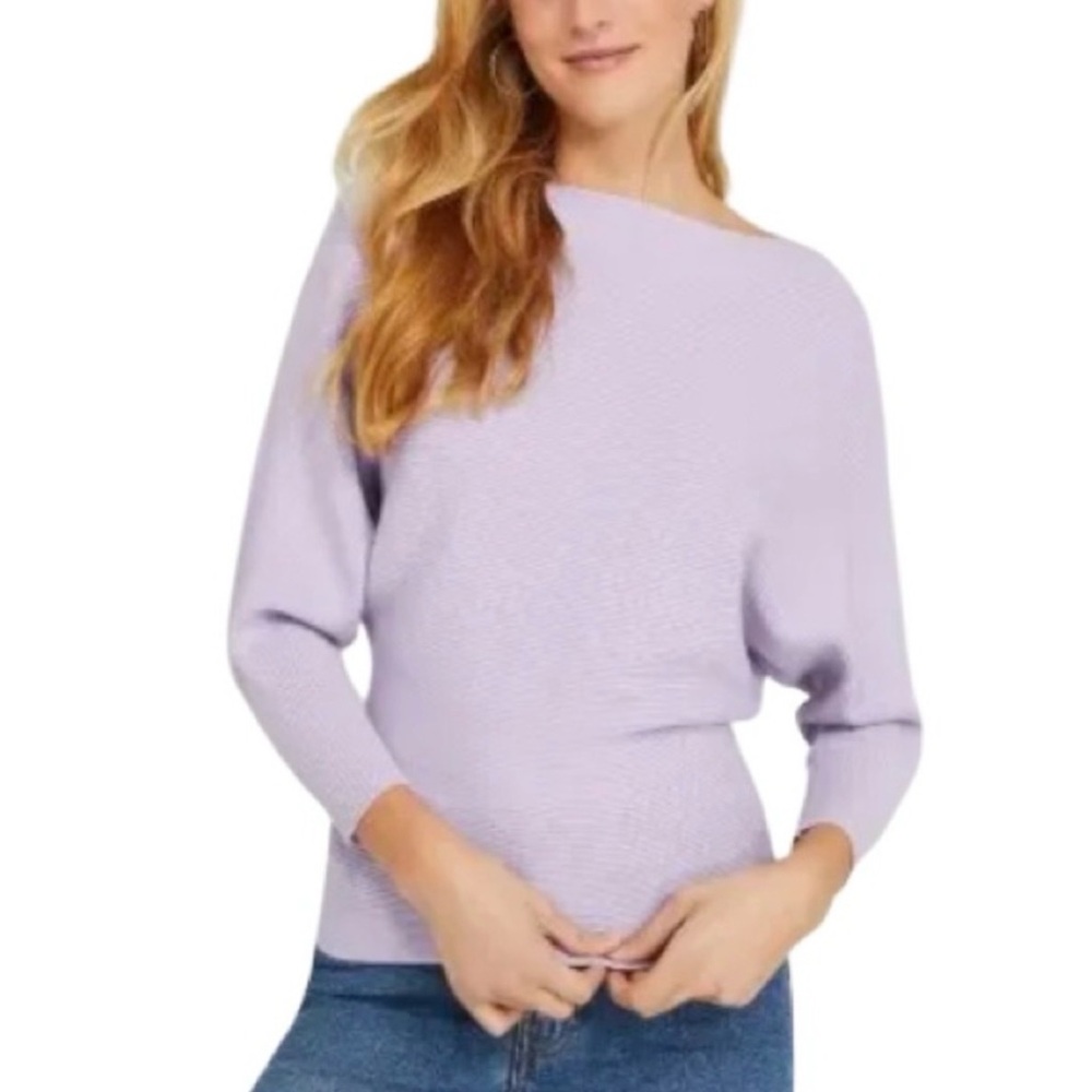 Suzy Shier Purple Boat Neck Dolman Sleeve Sweater Size MEDIUM